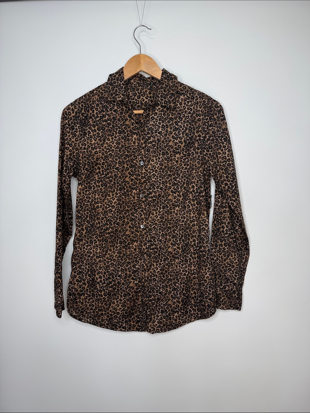 J. McLaughlin Lois Leopard Print Long-Sleeve Button-Up Shirt XS